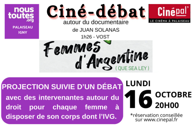 16oct2023 Palaiseau: ciné-débat « Femmes d’Argentine » organisé par Nous-toutes